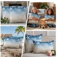 thumbnail image 5 of Blue Brown Ombre Coastal Outdoor Waterproof Pillow Covers, Sea Nautical Summer Beach Starfish Coral Decorative Square Throw Pillowcase Sofa Cushion Sham for Patio/Couch/Chair, 16"x16" 2 Pack, 5 of 8