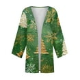 thumbnail image 6 of Women's Casual and Fashionable Christmas Printed Lightweight Mid-Length Jacket Cardigan, for Spring and Fall Wear,Army Green,L, 6 of 7