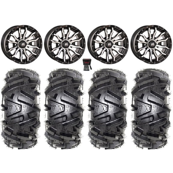 High Lifter HL21 14" Wheels Machined 30" Moto MTC Tires Can-Am Maverick X3 / Honda Pioneer 1000 / Talon
