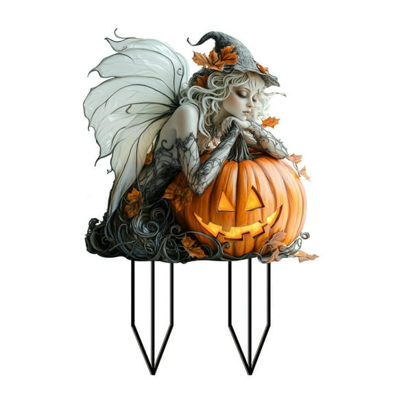 Fairy Flower Pot Decor - Planter Pots Decor for Home or Garden, Thanksgiving Halloween Pumpkin Fairy Statue Decor, Halloween Pumpkin Witch Statue for Home, Garden, Outdoor and Indoor
