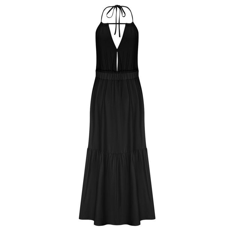 OSFVNOXV Halter Dresses for Women Floor Length Beach Sundresses,Summer 2025  High Waisted Bodycon Wedding Guest Dress - Walmart.com