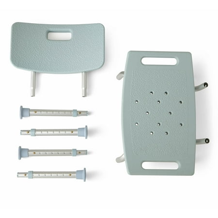 Medline Bath Shower Chair with Back, Height Adjustable, with Microban , Supports up to 300 lbs