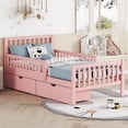 thumbnail image 2 of Jopath Twin Size Wood Platform Bed with Guardrails on Both Sides and Two Storage Drawers for Toddler Kids Teens,Pink, 2 of 9
