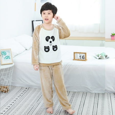

Leutsin Toddler Kids Baby Boys Girls Cartoon Pajamas Winter Warm Coats Pants Outfits Set