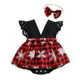 thumbnail image 2 of EGNMCR Barboteuse à Imprimé de Noël pour Tout-Petits Bébés Enfants Filles, Robe Dos Nu, Ensembles Robe Fille, 2 of 9