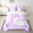 thumbnail image 2 of Erosebridal Unicorn Stars Bedding Sets Twin Size,Geometric Stripes Comforter Sets with Sheets,Dreamy Princess Bed in a Bag Twin size,Super Cozy Cartoon Room Decor,Reversible,7-Piece, 2 of 6