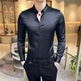 thumbnail image 3 of Camisas y blusas para hombre musculosas formales lisas para hombre ropa blanca para negocios regular genial original nueva en estilo coreano s xxl, 3 of 5