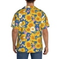 thumbnail image 3 of KLL Vintage White Yellow Sunflower Print Men's Shirt Short Sleeve Button Down Summer Cuba Beach Shirts- 4X-Large, 3 of 5