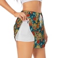 thumbnail image 3 of Lsque Skull And Flowers Printed Women's Running Shorts with Liner Pockets,Elastic Quick Dry Workout Athletic Gym Yoga Shorts,Womens High Waist Shorts-X-Large, 3 of 9