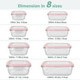 thumbnail image 7 of GPED 8 Pack Glass Meal Prep Containers, Food Storage Containers with Lids, Glass Lunch Boxes, Airtight Bento Boxes, for Microwave, Oven, Freezer and Dishwasher Safe, Pink, 7 of 7