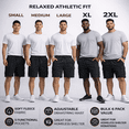 thumbnail image 4 of Yacht & Smith 6 Pack Men’s 5 Pocket Fleece Cargo Shorts, Cotton, Drawstring, Bulk Athletic Lounge Shorts, Black, Size 2X-Large, 4 of 6