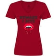 thumbnail image 3 of Inktastic Beware I Bite with Vampire Fangs Vector Drawing Women's V-Neck T-Shirt, 3 of 5