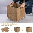thumbnail image 3 of Wicker Baskets, Set of 2 Hand-Woven Storage Baskets for Shelves with Handles, Foldable Cube Wicker Storage Basket Bins Organizer 13 Inches Large Woven Baskets for Storage Organizing & Decor, 3 of 7