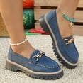 thumbnail image 2 of Blue Womens Fashionable Casual Soft Sole Low Heel Shallow Mouth Breathable Metal Chain Flat Bottom Thick Sole Loafers For Fall, 2 of 9