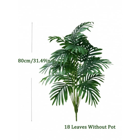70-80cm Large Artificial Palm Tree Tropical Green Leaves Fake Plants Plastic Monstera Faux Tree Branch for Home Kitchen Decor