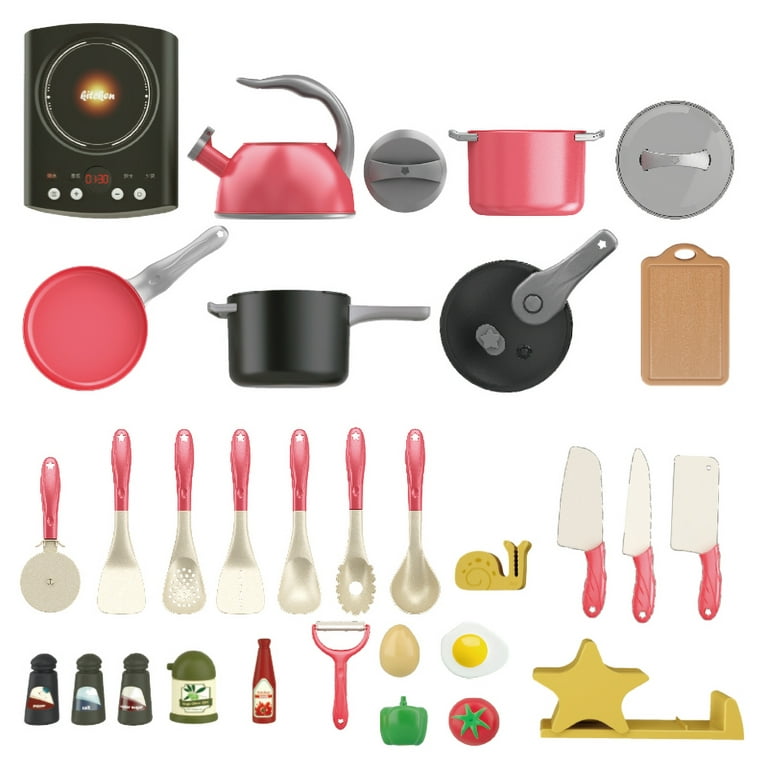 Food Grade Safe Real Mini Cooking 18 Pc Set Pink Cookware & Stove Cook Real  Food Tiny Kitchen Role Playing B-day Xmas Gift Toy 