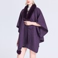 thumbnail image 3 of Cape Châle Tricotée Couleur Unie, Col Faux Élégant pour Femmes, 3 of 6