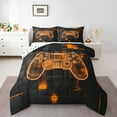 thumbnail image 2 of Erosebridal Gamer Comforter Set Twin Size,Gamepad Gaming Bedding Set Gamer Room Decor ,Geometric Video Game Bedding Comforter Sets Gradient Orange Black Square Grids Quilt Duvet 2 Pcs, 2 of 7