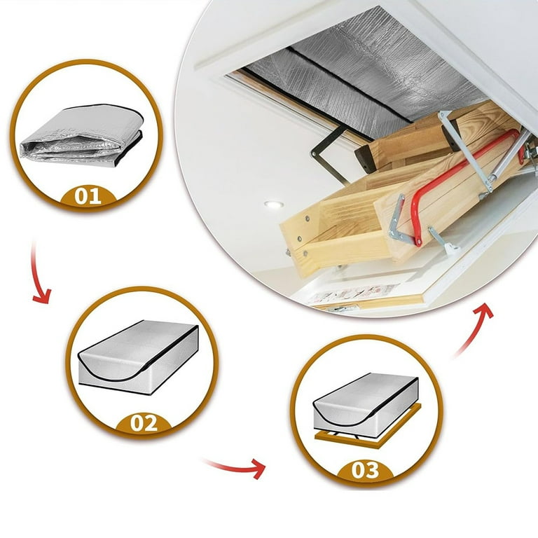 Attic Stairs Insulation Cover 25 x 54 x 11 - Attic Ladder Insulation  Cover - Attic Insulation Tent with Zipper - Fire Proof Attic Cover Stairway