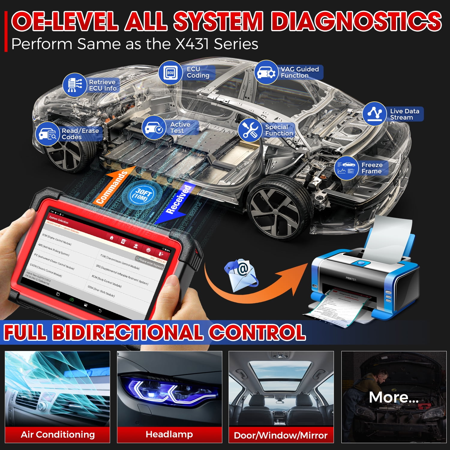 LAUNCH CRP 919E BT Car Bluetooth Scanner Bidirectional Diagnostic Tool , 35+ Resets, CANFD&DOIP,FCA AutoAuth,VAG Guided