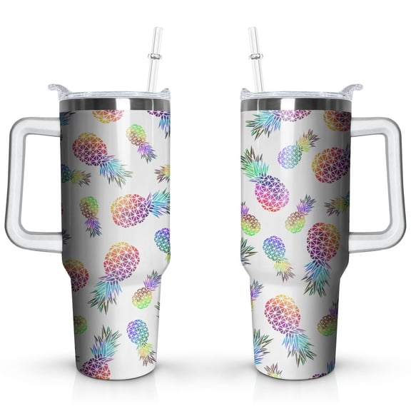 40 Oz Pineapple Tumbler with Handle and Straw Insulated Pineapple Tumbler Pineapple Travel Coffee Mug Pineapple Gifts for Women Pineapple Stuff Pineapple Decor Cup
