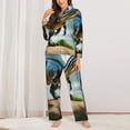 thumbnail image 2 of Fotbe Lake Forest Dinosaur A Conjunto de Pijama de Manga Larga para Mujer con Estampado, Ropa de Dormir de 2 Piezas, Conjunto de Casa Suave y Cómodo con Bolsillos-XX-Large, 2 of 7