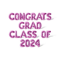 Letter Balloons - CONGRATS GRAD CLASS OF 2024 16" Inch Alphabet Letters Foil Mylar Balloon Graduation Day Party Banner (Pink)