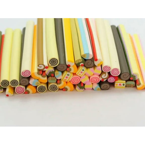 U8MO 20pcs Cane DIY Polymer Clay Slice Rods Sticker 5X50mm Various for Nail Art Tips-3# Sweet