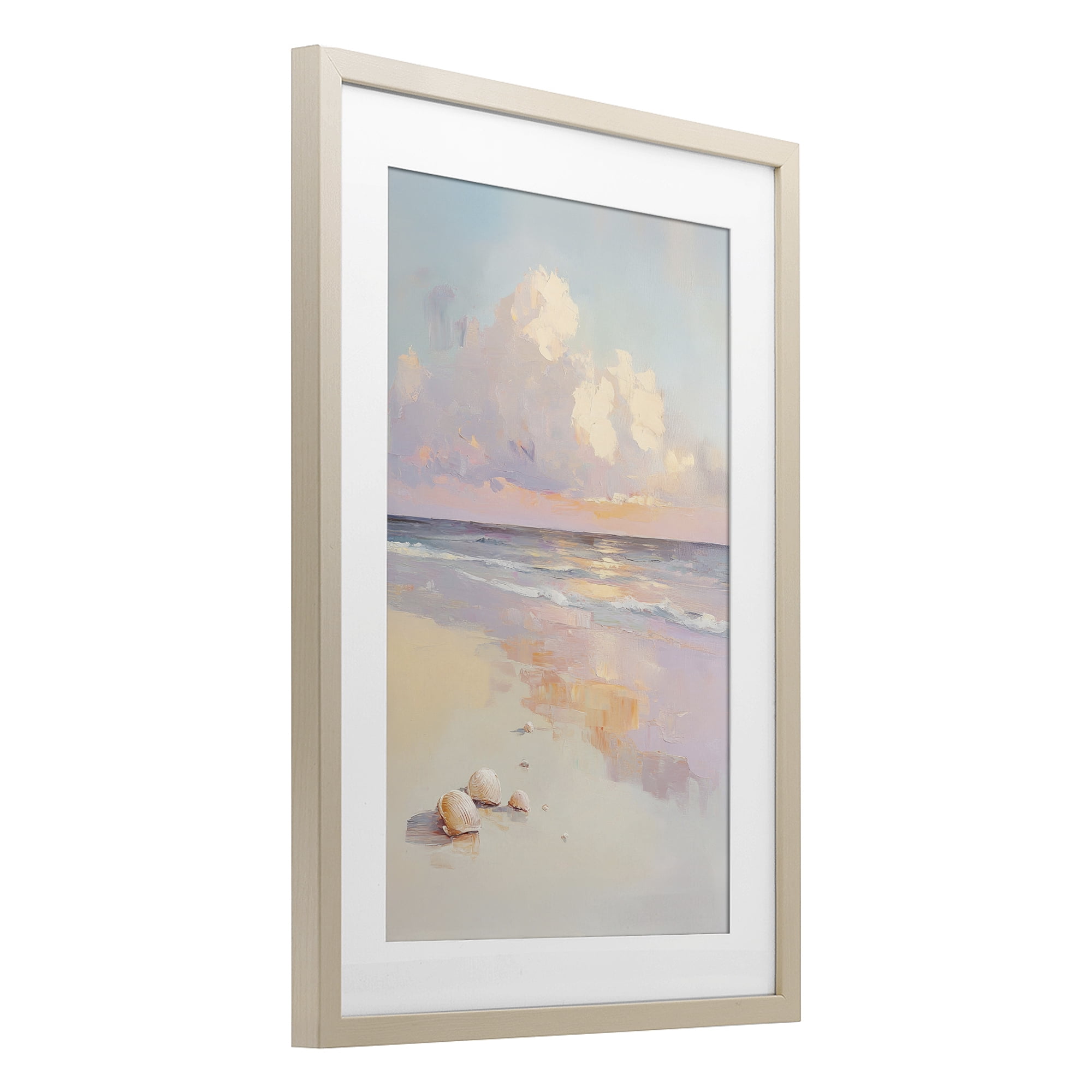 Stupell Industries Pastel Sunset Over Seashells Birch Framed Print Under Glass, design by Sisi and Seb
