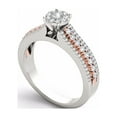 thumbnail image 2 of 1/2 Carat T.W. Diamond Pink Two-Tone Split Shank Cluster 10kt White Gold Engagement Ring, 2 of 5