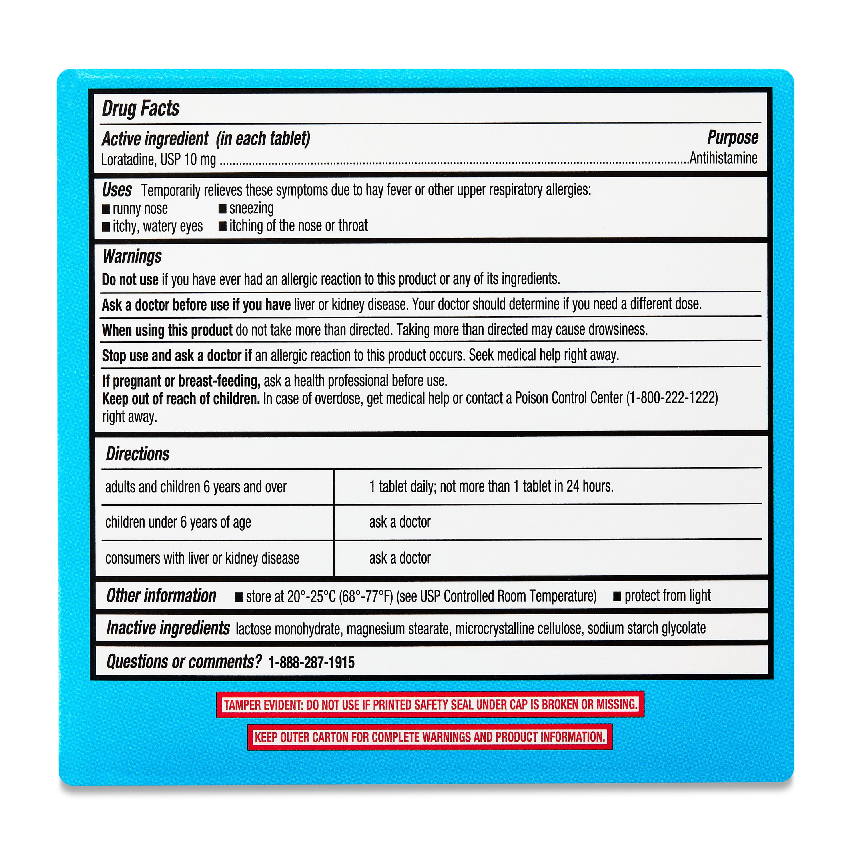 (2 pack) Equate Gluten-Free Compare to Claritin® Loratadine, USP Allergy Medicine Tablets for Allergy Set with 300 Tablets, 10 mg