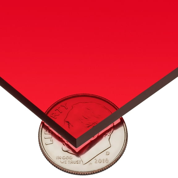 Red Cast Acrylic Sheet Stock 24" L x 12" W x 1/8" Thick