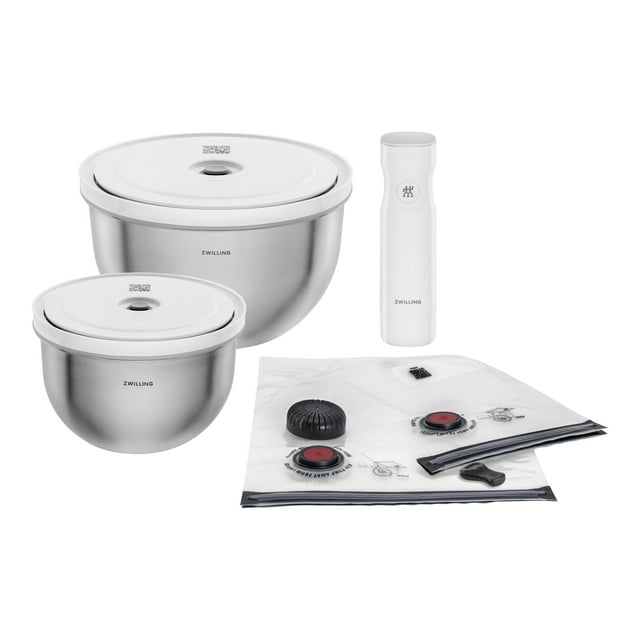 ZWILLING Bols Frais et Économes en Acier Inoxydable / M/G Ensemble de Démarrage sous Vide, 9 Pcs
