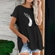 thumbnail image 2 of Blusa de manga corta con estampado de cuello redondo de algodón y cáñamo para mujer OAVQHLG3B Store  lin121212, 2 of 5