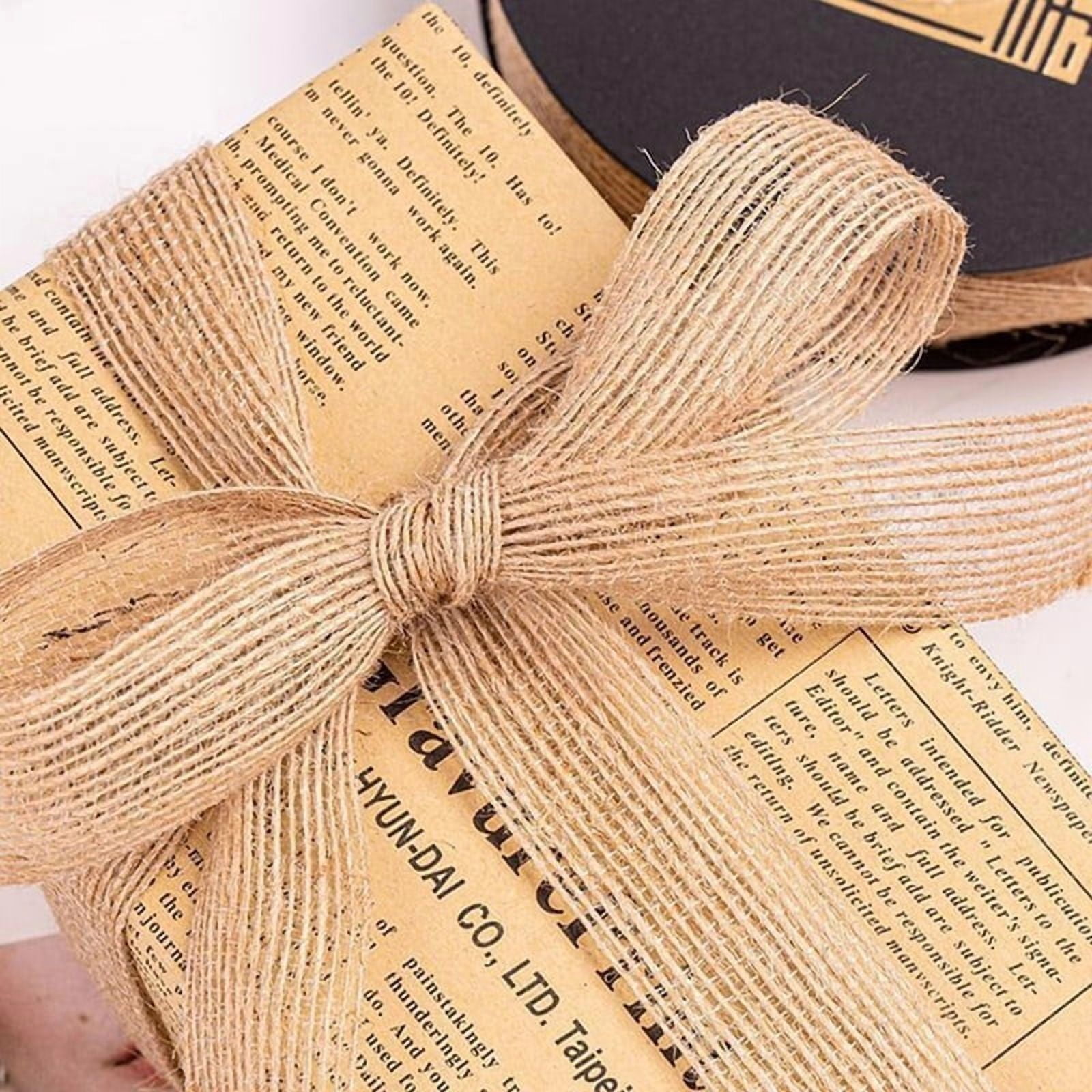3 Rolls 32.8 Yard Natural Burlap Ribbons 0.59 inch Rustic Jute Ribbon 10 M Each Tan Ribbon Thin Twine Ribbon Ribbon for Crafts Christmas Bow Gift Wrapping Weddings