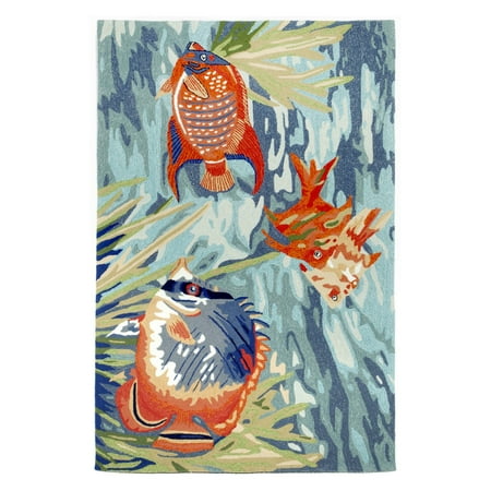 Tropical Rug Rug - Liora Manne Ravella Tropical Fish Blue Area Rug