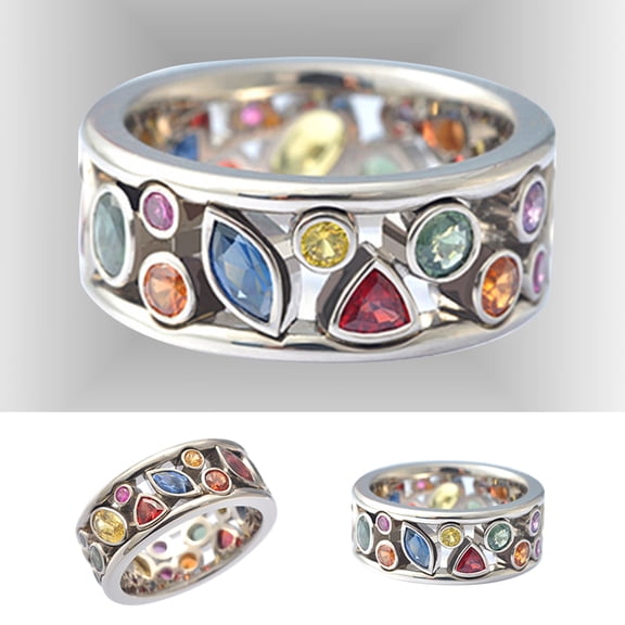 SPRING PARK Women Finger Ring Geometric Pattern Hollow Rhinestone Fashion Jewelry Gifts