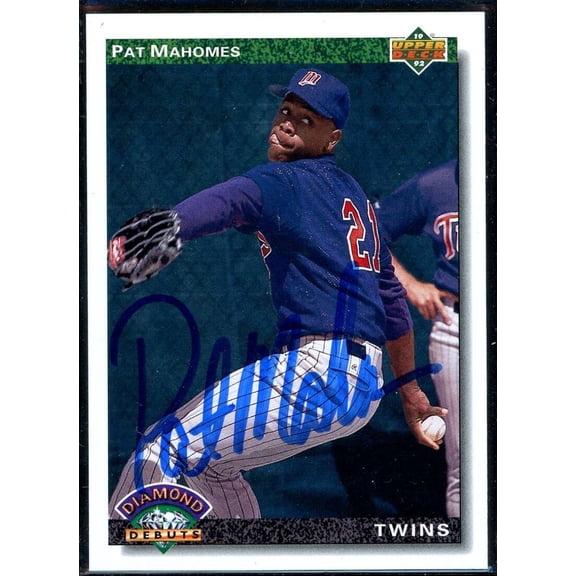 Pat Mahomes Card 1992 Upper Deck #776 Signed COA JSA