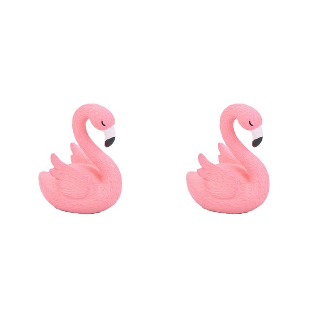 Bewildely Flamingo Decor Rosa Plástico Ligero Alta Impermeable Aplicación exquisita Chic Amplia aplicación Decoraciones para pasteles Tipo 2 2piezas