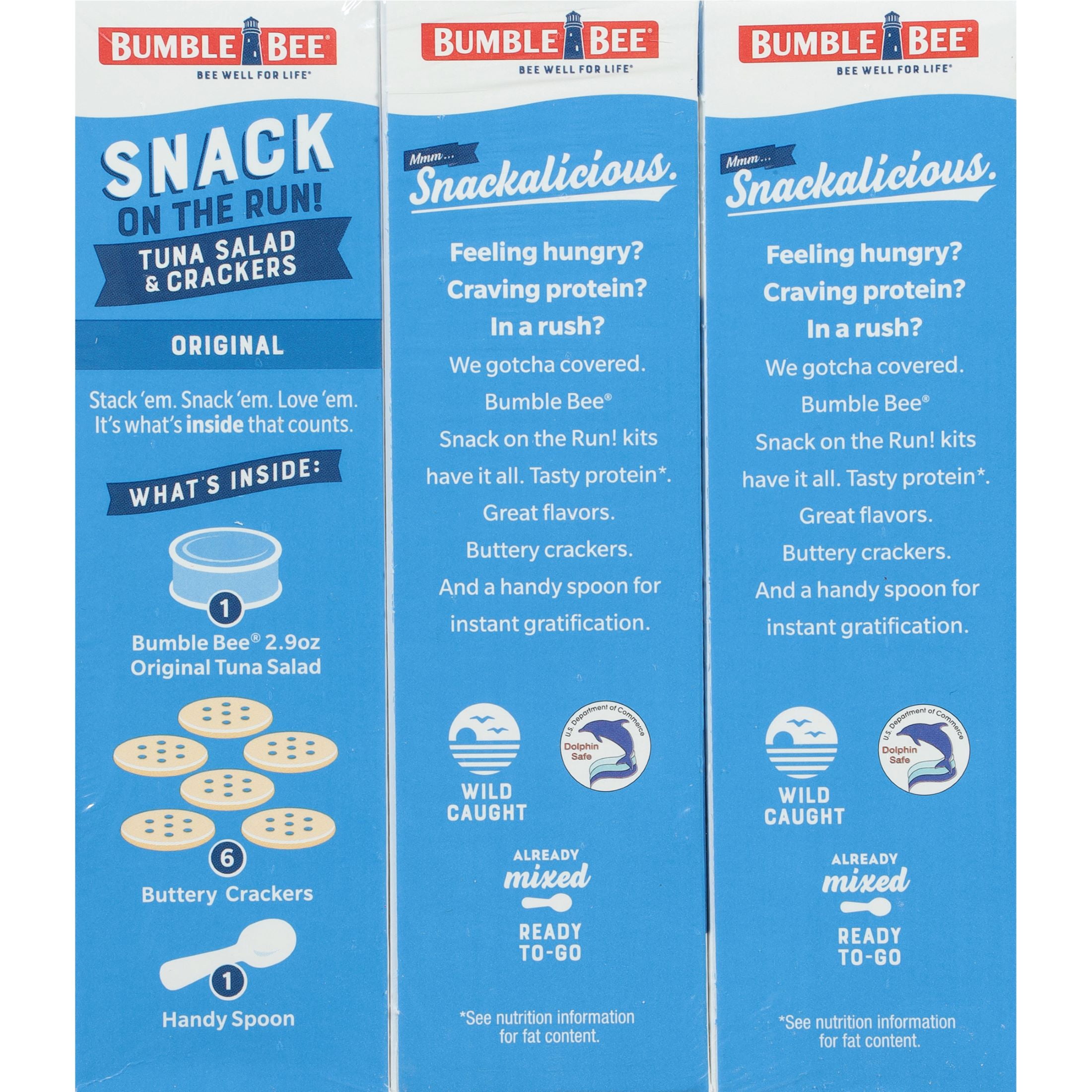 (3 pack) Bumble Bee Snack on The Run Tuna Salad with Crackers Kit, Wild Caught, Ready to Eat, 8g Protein per Serving, Shelf Stable Box, 3.5 oz (Pack of 3)
