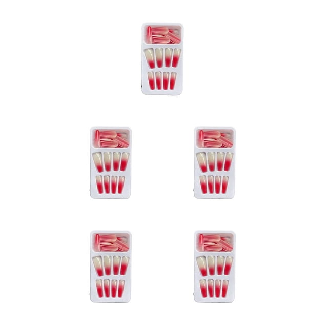 QualitChoice 1 Set French Tip Press on Nails Gradient Extra Long Tips Removable Wraps Full Cover Ballerina Salon Manicure Kit Type 12 2g glue,24Pcs jelly 5Set