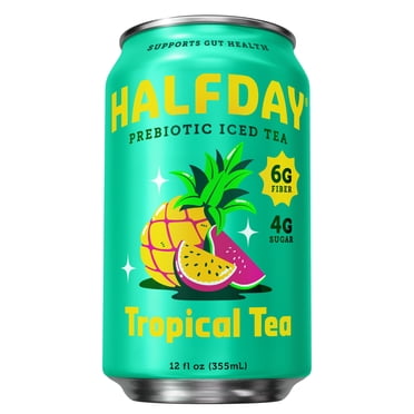 Halfday Prebiotic Tropical Iced Tea Drink, 6g Fiber, 12 fl oz Single Can
