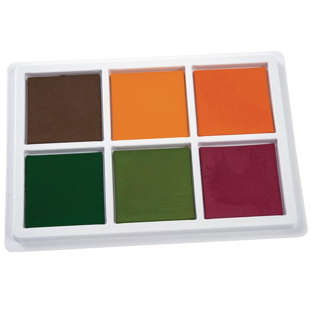 Colorations Jumbo Washable Stamp Pad, Fall Colors, 6 Colors, All In One