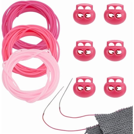 1 Set 3M Hollow Pipe PVC Tubular Rubber Cord with Plastic Cord Locks Mixed Color 21x2~22.5x17mm Hole: 5.5mm Rubber Cord: 6pcs DIY