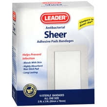 Leader Sheer Adhesive Pad Bandages, 10 Count Per Box