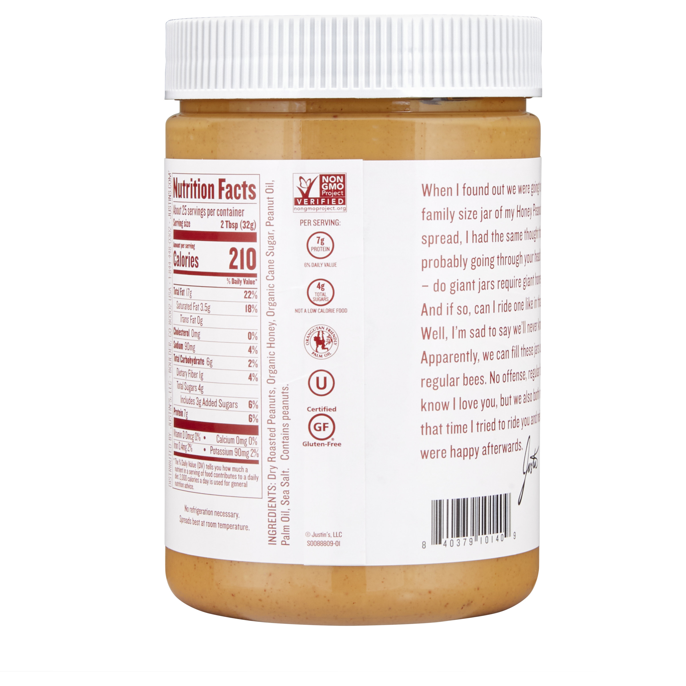JUSTIN'S Honey Peanut Butter 6