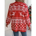 thumbnail image 3 of Women's Ugly Christmas Cardigans Sweater with Pockets Heart Pattern Xmas Knit Cardigan Reindeer Open Front Knitwear, 3 of 7