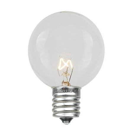 

Novelty Lights 25 Pack G50 Outdoor Patio Globe Replacement Bulbs Clear E17/C9 Intermediate Base 7 Watt