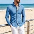 thumbnail image 5 of LEKWK Button Down Shirt Men Long Sleeve Color Block Collared Dress Shirts with Chest Pocket Fall Business Casual Office Work Professional Wear, 5 of 6