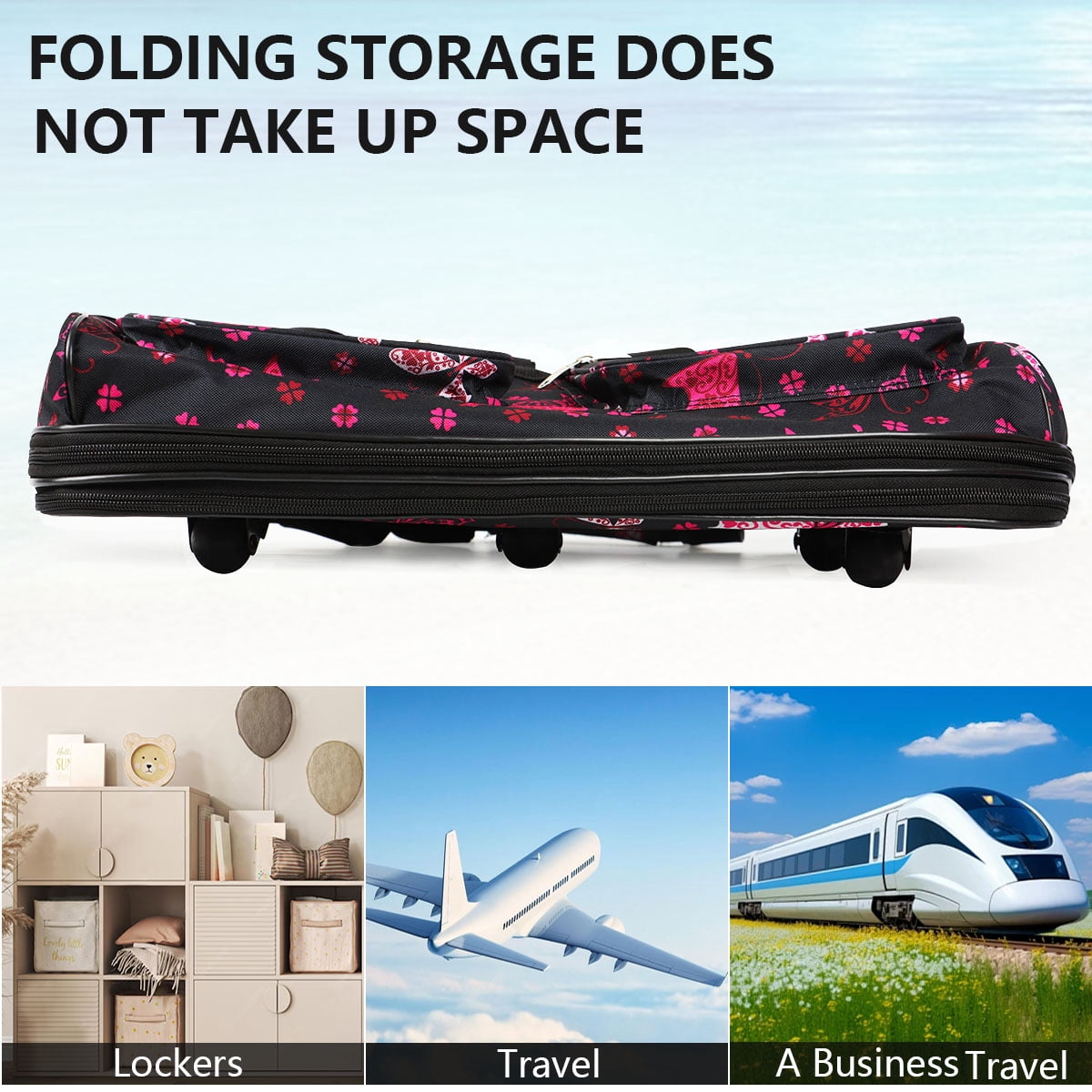 36in Expandable Foldable  Suitcase 3 Layer Foldable  Rolling  Luggage Large Wheeled Travel Bag  for  Home Storage Moving All Trip, EX36-BF